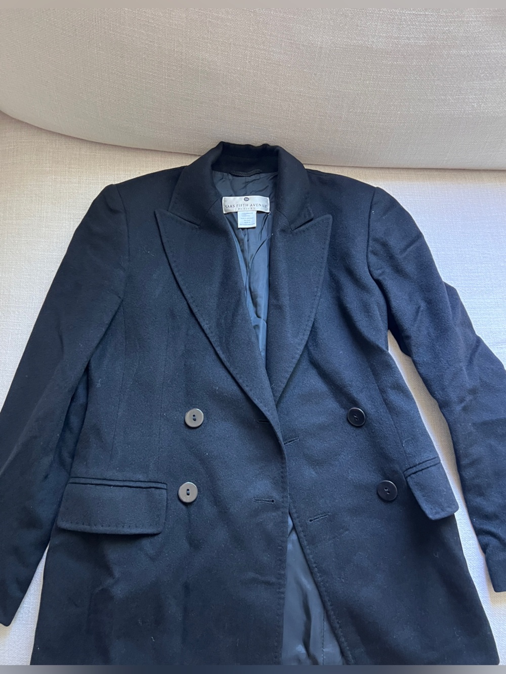 Saks Fifth Avenue women’s  Double-Breasted Black Pea Coat